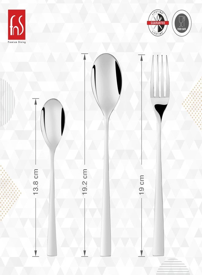 FnS Slim Line Stainless Steel Cutlery Set with Leatherette Box - 18 Pcs Set (6 Dinner Spoons, 6 Dinner Forks, 6 Teaspoons) - Image 3